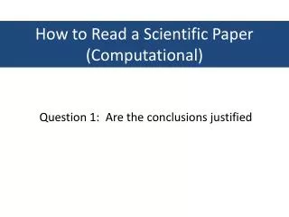 How to Read a Scientific Paper (Computational)