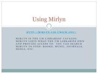 Using Mirlyn