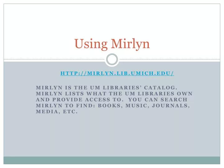 using mirlyn