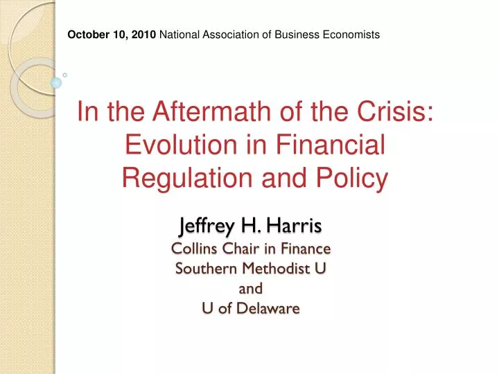 jeffrey h harris collins chair in finance southern methodist u and u of delaware