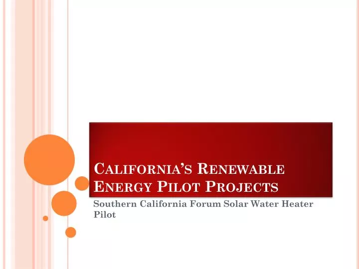 california s renewable energy pilot projects