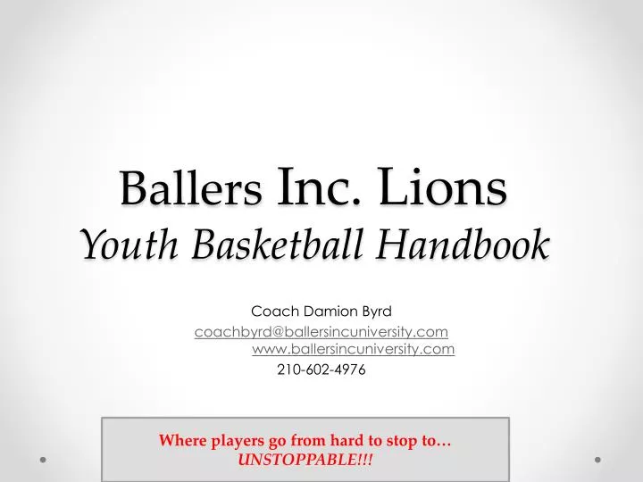 ballers inc lions youth basketball handbook