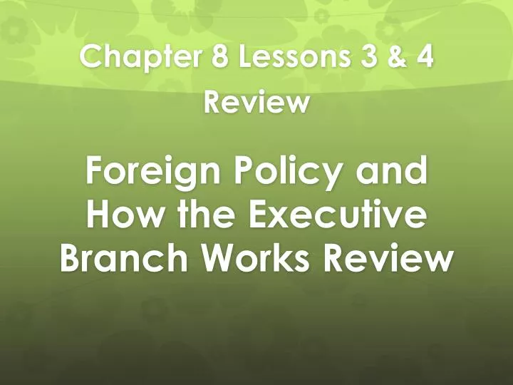 foreign policy and how the executive branch works review