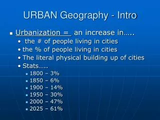 URBAN Geography - Intro