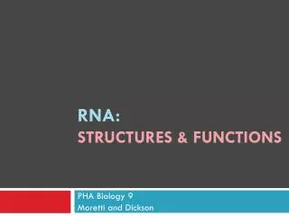 RNA: Structures &amp; Functions