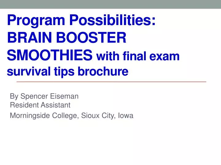 program possibilities brain booster smoothies with final exam survival tips brochure