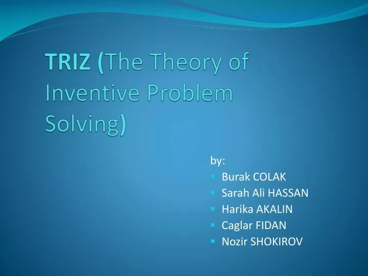 theory of inventive problem solving ppt
