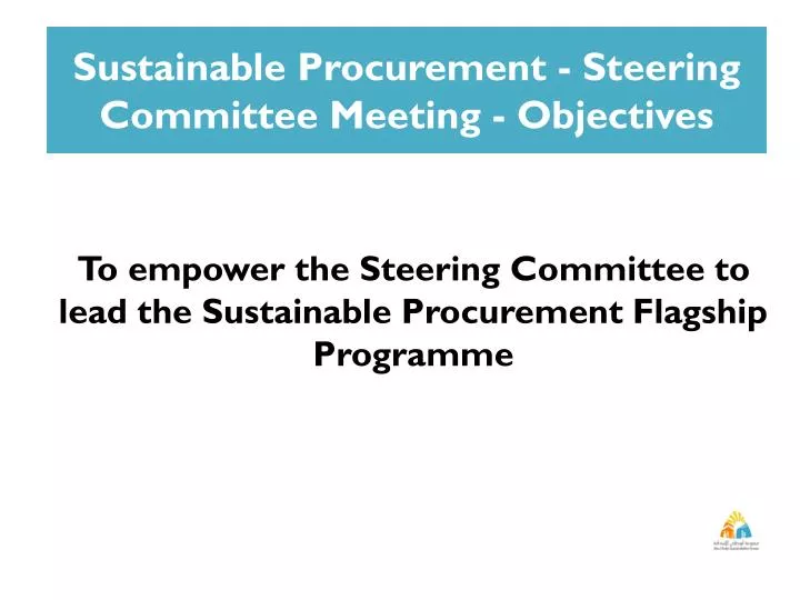 sustainable procurement steering committee meeting objectives