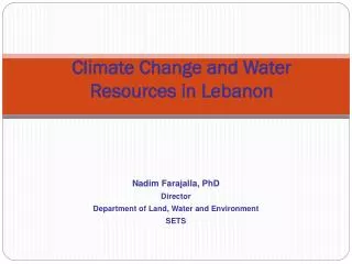 Climate Change and Water Resources in Lebanon