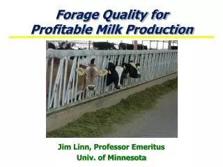 Forage Quality for Profitable Milk Production