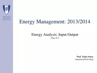 Energy Management: 2013/2014