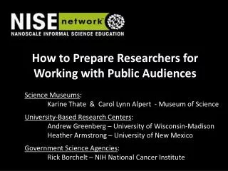 How to Prepare Researchers for Working with Public Audiences