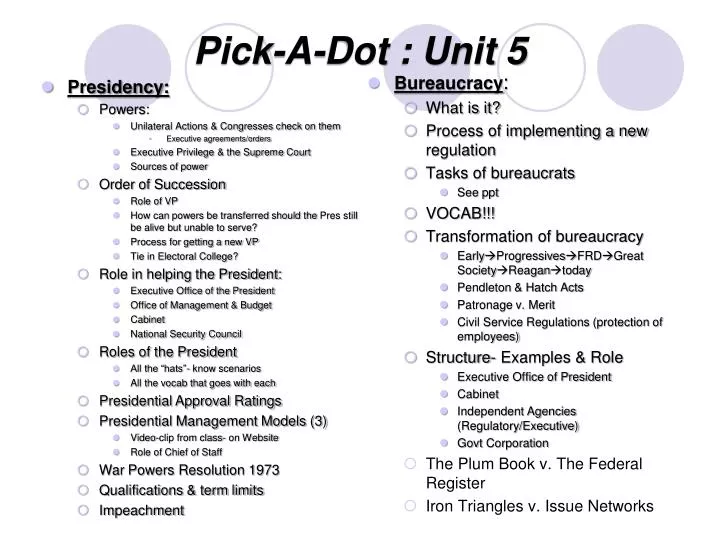 pick a dot unit 5