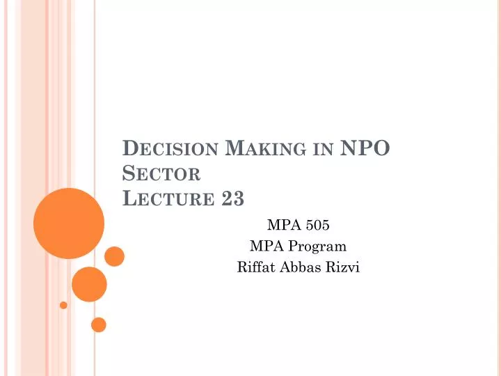 decision making in npo sector lecture 23