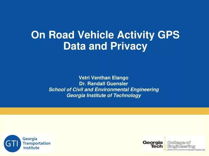 on road vehicle activity gps data and privacy