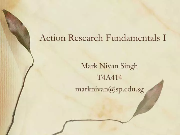 action research fundamentals i