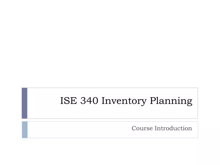 ise 340 inventory planning