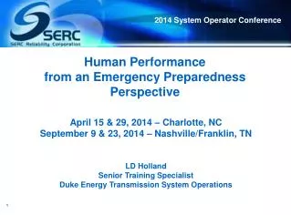 Human Performance from an Emergency Preparedness Perspective