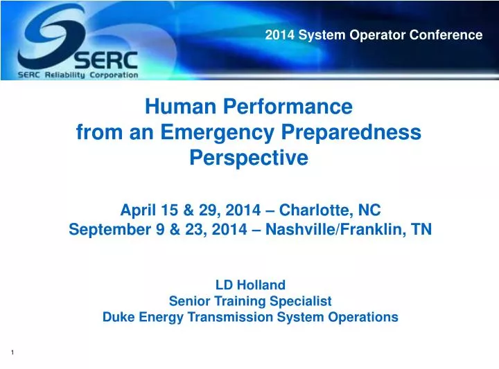 human performance from an emergency preparedness perspective