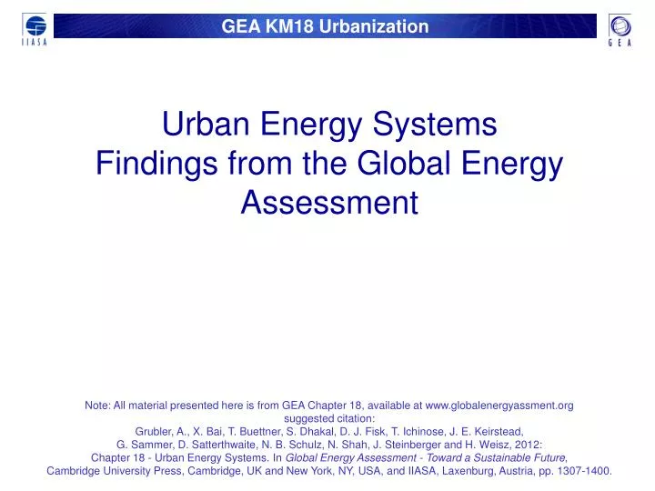 urban energy systems findings from the global energy assessment