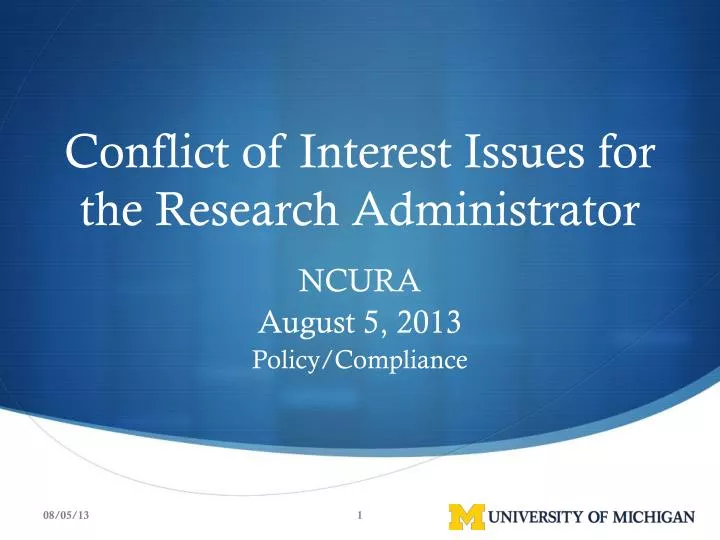 conflict of interest issues for the research administrator