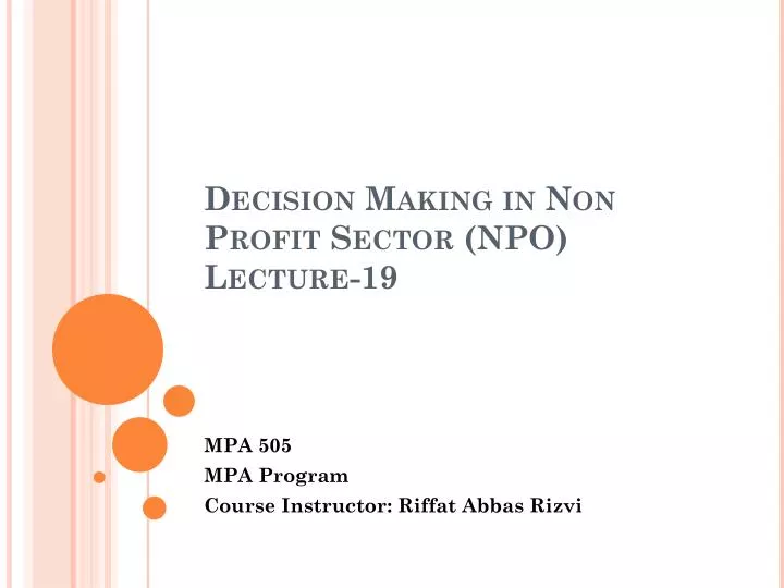 decision making in non profit sector npo lecture 19
