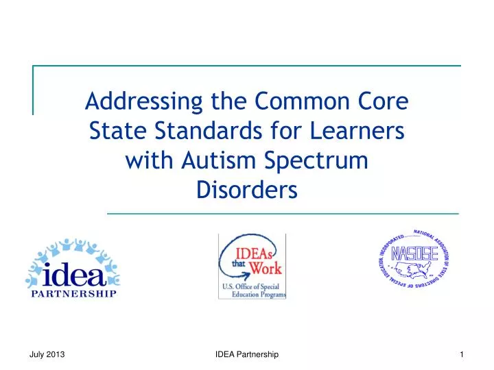 addressing the common core state standards for learners with autism spectrum disorders