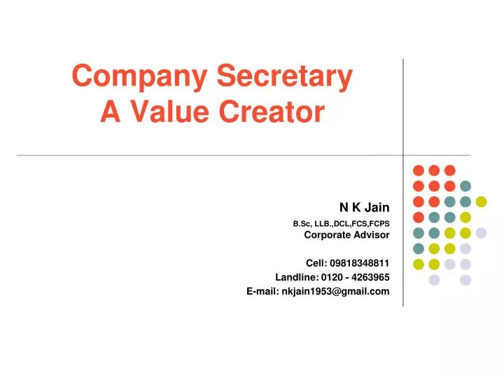 company secretary a value creator