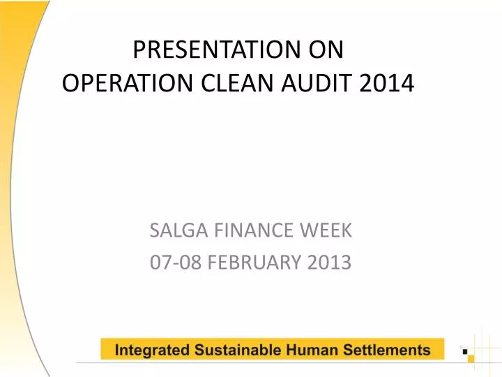 presentation on operation clean audit 2014