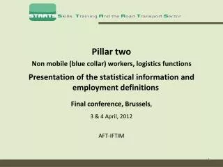 Pillar two Non mobile (blue collar) workers, logistics functions Presentation of the statistical information and emplo