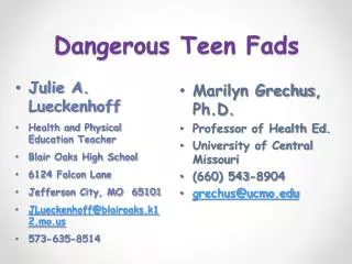 Dangerous Teen Fads