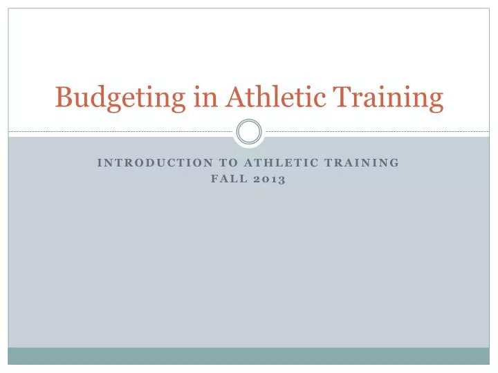 budgeting in athletic training