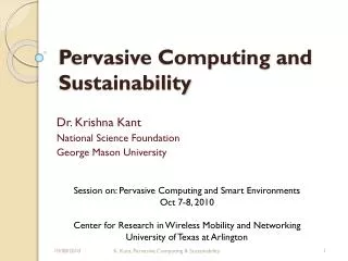 Pervasive Computing and Sustainability