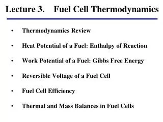 Lecture 3. Fuel Cell Thermodynamics