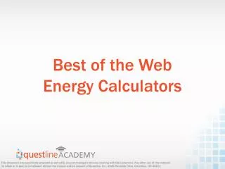 Best of the Web Energy Calculators
