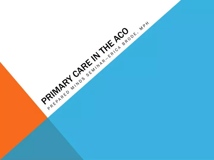 primary care in the aco