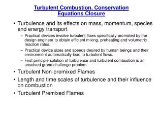 Turbulent Combustion, Conservation Equations Closure