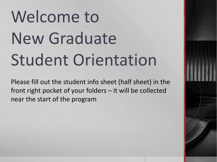 welcome to new graduate student orientation