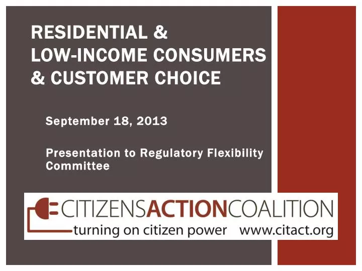 residential low income consumers customer choice