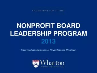 Nonprofit Board Leadership Program 2013