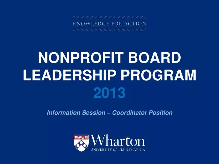 nonprofit board leadership program 2013