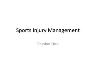 Sports Injury Management