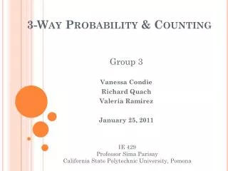 3-Way Probability &amp; Counting