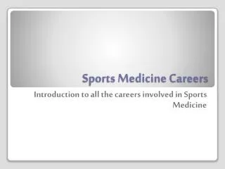 sports medicine careers