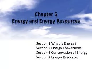 Chapter 5 Energy and Energy Resources