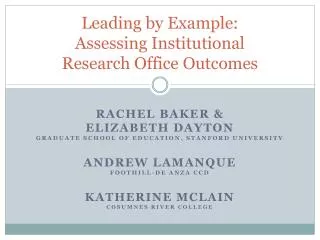 Leading by Example: Assessing Institutional Research Office Outcomes