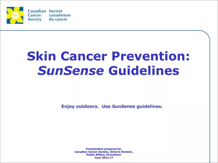 skin cancer prevention sunsense guidelines