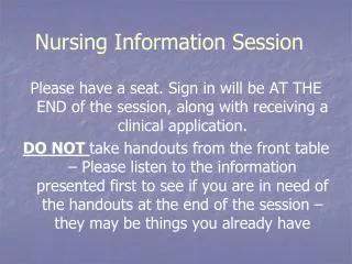 Nursing Information Session