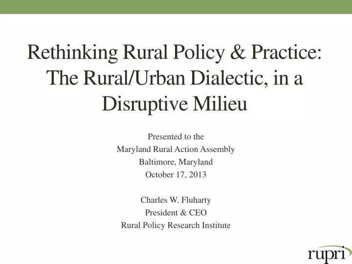 rethinking rural policy practice the rural urban dialectic in a disruptive milieu
