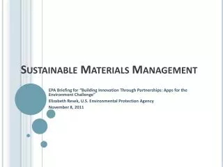 Sustainable Materials Management